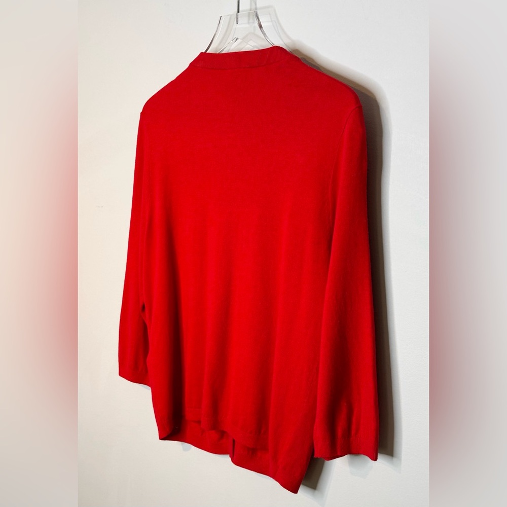 Kate Spade Caroline Vibrant Red Rhinestone Trim Wool Blend Cardigan Sweater Top - Picture 7 of 12
